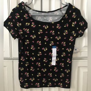 Arizona Jean Co. Black Floral Square-Neck Top